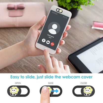 Camera Cover Slide, Computer Accessories, Computer Camera Cover Slide, Webcam Cover for Laptop Phone Macbook Air Pro Tesla, iPhone Front Camera Cover, Guard Your Privacy Security Web Cam Privacy Cover - color: Peace Panda-Black