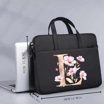 Computer Bag For Men & Women, With Initial Laptop Bag,14/15inches Messenger bag For Office、Business、Travel、School - color: Bk-l