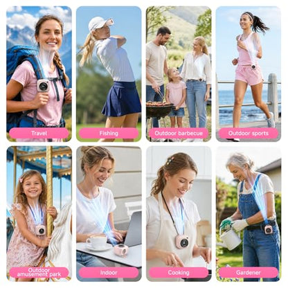 Portable Waist Fan, Rechargeable Wearable Fan w/ LED Display, 3 Speeds, 3000mAh Battery, 10H Runtime, Mini Turbo Airflow, Clip on Belt/Shirt/Hat,Travel Essentials Gift for Women,Makeup,Concert -1 PACK - color: Pink-1 Pack