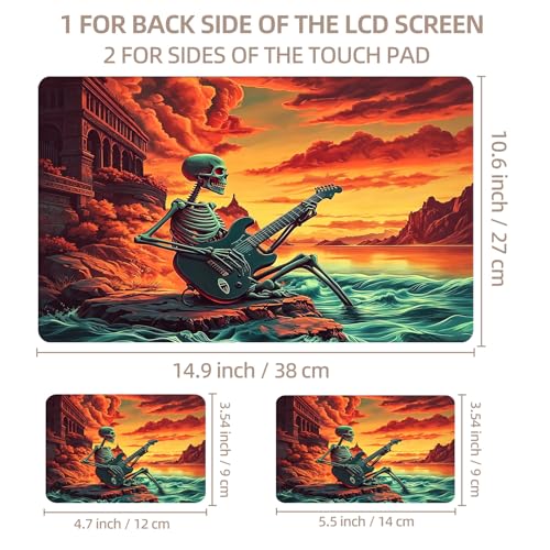 Universal Laptop Skin Sticker for 12/13/14/15.6 Inch Laptops, Reusable Vinyl Laptop Decal Cover, Waterproof Scratch Resistant Notebook Skin with 2 Wrist Pads,Guitar Skull - color: Guitar Skull