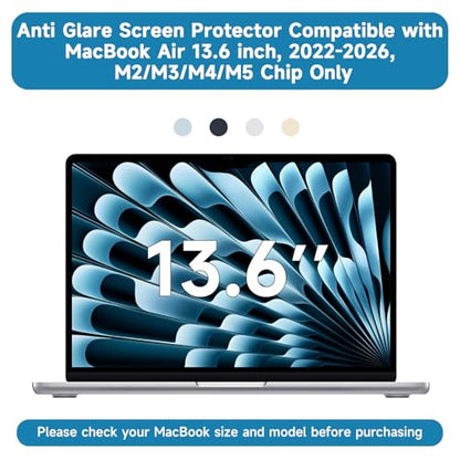 2 Pack Anti Glare Screen Protector Compatible with MacBook Air 13.6/13'' (2022-2026, M2/M3/M4/M5) | Matte Anti Glare Film | Anti Scratch Protector | for Mac 13in - size: MacBook Air 13.6 Inch (2022-2025, M2/M3/M4)