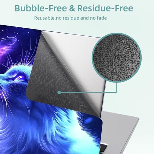 Universal Laptop Skin Decal, 3-Piece Vinyl Protector for 12 13 14 15.6" Notebook, Waterproof Anti-Scratch, Easy Trim & Bubble-Free Finish, Blue Butterfly and Luminescent Cat - color: Blue Butterfly and Luminescent Cat