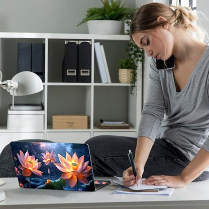 Laptop Skin Sticker Decal 12" 13" 13.3" 14" 15" 15.6",Waterproof Scratch Resistant Vinyl,Reusable Easy to Apply,for MacBook HP Dell Notebooks Netbooks Laptop,2 Wrist Pads,Cute Pink Lotus - color: Cute Pink Lotus