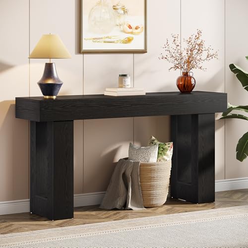 Tribesigns 63-Inch Long Console Table, Wooden Rectangular Sofa Table Behind The Couch, Farmhouse Entryway Table for Entrance, Hallway, Living Room (Black) - color: Black (63")