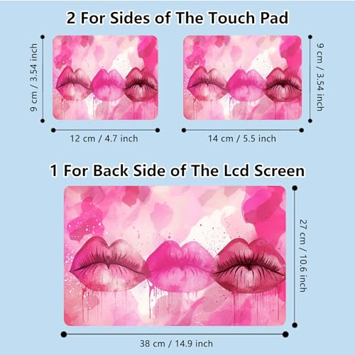 Universal Laptop Skin Sticker with 2 Wrist Pad Skins, Waterproof Scratch Resistant Vinyl Laptop Cover Decal, Cut to Fit for 11–15.6 Inch MacBook HP Dell Lenovo, Lips - color: Lips