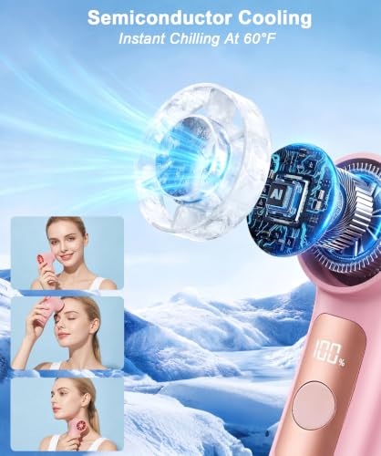 Portable Handheld Mini Fan with Ice Cooling Plate, Personal Clip On Turbo Fan Rechargeable, 18000 RPM 6 Speeds, 360° Detachable Clip, Pocket AC Fans Blow Cold Air for Beach Car Stroller Travel Makeup - color: Pink