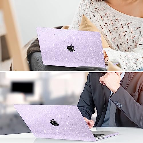 Clear Glitter Case for MacBook Air 15 Inch M5 M4 M3 M2 (2026-2023) A3448 A3241 A3114 A2941, Protective Hard Shell Cover Compatible with Touch ID & Liquid Retina Display - Star Purple - color: Star Purple
