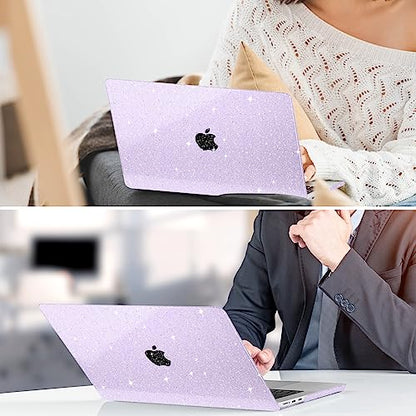 Clear Glitter Case for MacBook Air 15 Inch M5 M4 M3 M2 (2026-2023) A3448 A3241 A3114 A2941, Protective Hard Shell Cover Compatible with Touch ID & Liquid Retina Display - Star Purple - color: Star Purple