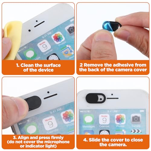 64Pcs Webcam Cover, Ultra Thin Laptop Camera Cover Slide for Laptop/Cell Phone/PC/Tablet PC Accessories Camera Blocker Slider, Great for Privacy - Black