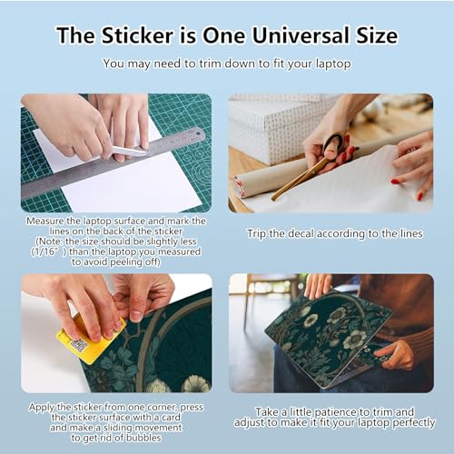 Universal Laptop Skin Sticker with 2 Wrist Pad Skins, Waterproof Scratch Resistant Vinyl Laptop Cover Decal, Cut to Fit for 11–15.6 Inch MacBook HP Dell Lenovo, Blue Flowers - color: Blue Flowers