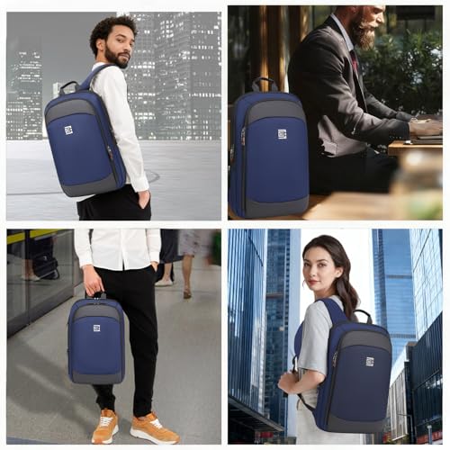 Business Backpack for Men 15.6 Inch,Slim & Expandable Waterproof Travel Laptop Backpack - color: Blue
