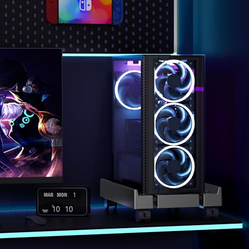 Adjustable Computer Tower Stand, Ventilated PC Stand for Floor, Mobile CPU Holder with 4 Caster Wheels Fits Most PC Tower, Under Desk CPU Holder for Office,Gamers and Students - style: Regular