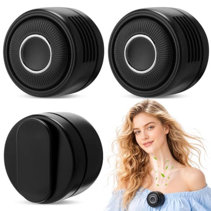 3 Pack Portable Silent Mini Bladeless Fan Clip On Cooling USB Rechargeable Electric Small Fan for Shirt Belt Waist Outdoor Travel Office Summer Wear Personal Use(Black) - color: Black