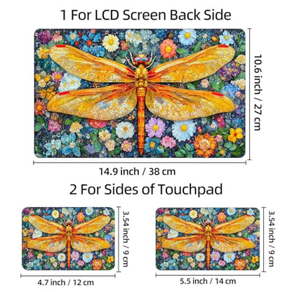 Universal Laptop Skin Sticker Decal, 12"-15.6" Aesthetic Vinyl Wrap, Mosaic Dragonfly Waterproof Notebook Cover Art Protector for MacBook HP Dell Lenovo, Fits 13" 14" 15" 15.6" - color: Mosaic Dragonfly