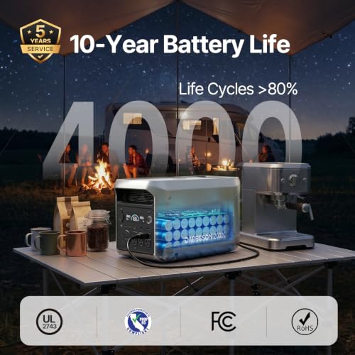 DABBSSON Portable Power Station 2000L, 2048Wh Semi-Solid LiFePO4 Battery, 2200W AC Output 6, 3300W Power Boost, 1 Hr Fast Charge, Solar Generator for Home Backup, Camping & RVs (Solar Panel Optional) - style: 2000L