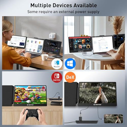 Maxfree Triple Laptop Screen Extender, S2 14" 1080P HD Portable Dual Monitor for 13.3-17″ Laptops, Plug & Play Monitor Extender Compatible with Windows/Mac/Surface/Android/Switch - style: S2