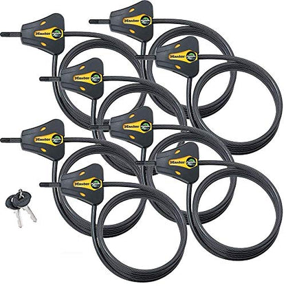 Master Lock - Keyed Alike Trail Camera Python Adjustable Cable Locks w/16 Keys, Model# 8419KA-8 - size: 8 Pack
