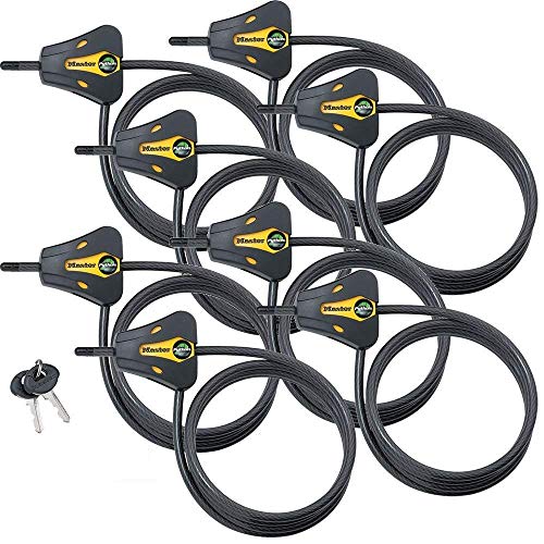 Master Lock - Keyed Alike Trail Camera Python Adjustable Cable Locks w/16 Keys, Model# 8419KA-8 - size: 8 Pack