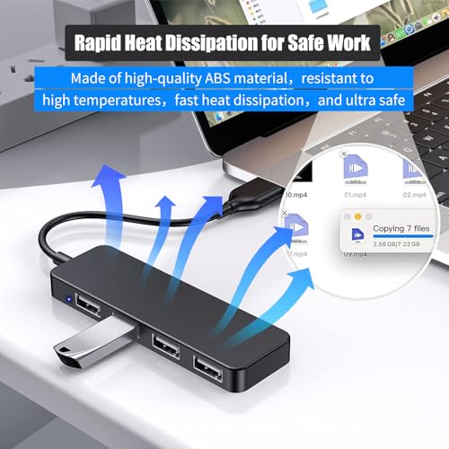 USB Adapter, 4-Port Extender for Laptop, PC, MacBook, Mac Pro, iMac, Surface Pro and More (Black - USB 2.0/1m) - color: Black-usb 2.0/1m