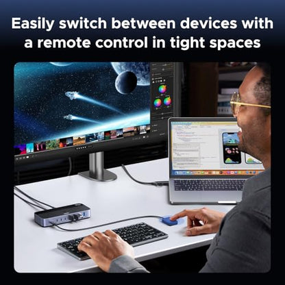 UGREEN 2-in 7-Out USB 3.2 Switch, 10 Gbps Switcher for A or C Computers Sharing All Devices(4 A+3 C) Keyboard Mouse Switch with Type C Converter Adapter,Power Adapter