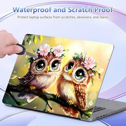 Laptop Skin Sticker Decal Cover,Two Cute Owls Flower Crowns | DIGTIALL Universal Laptop Skin Sticker, Waterproof Removable Notebook Decal Protector Cover for 12 13 14 15 Inch Laptops - color: Two Cute Owls Flower Crowns