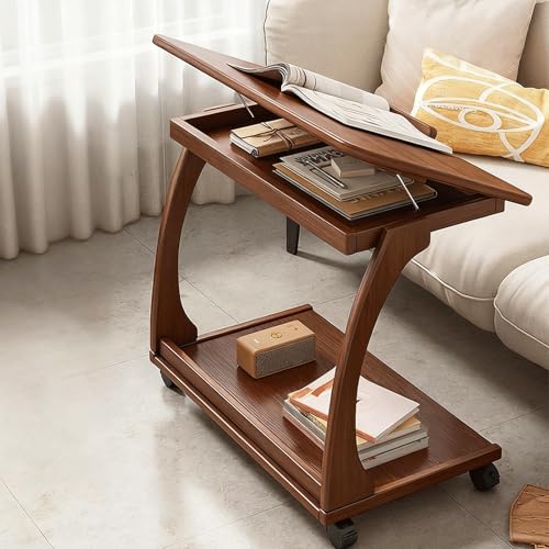 Office Small Computer Desk，Gaming desks，Study Table，Craft Tables ，Height Adjustable,Reversible，with Storage ，for Small Space, Study Writing Table PC Desks(Walnut,40 * 40cm(16 * 16in)) - color: Walnut, size: 40*40cm(16*16in)