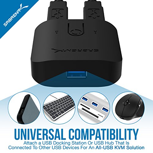 SABRENT USB 3.0 Sharing Switch for Multiple Computers, LED (USB-SW30) | Share USB peripherals across computers; LED device indicators; black - size: 1 Count (Pack of 1)