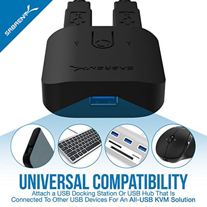 SABRENT USB 3.0 Sharing Switch for Multiple Computers, LED (USB-SW30) | Share USB peripherals across computers; LED device indicators; black - size: 1 Count (Pack of 1)