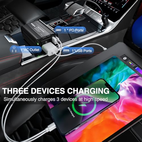 Nilight 150W Power Inverter with PD 30W USB C & QC3.0 12V DC to 110V AC | Car Converter for Phones Tablets Laptop Computer Game Console Kindle iPad DVD Players Black - color: 150W USB+PD 110V Outlet