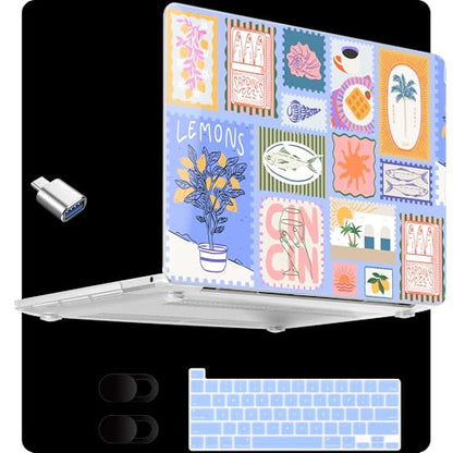 MEEgoodo for M2 MacBook Pro 13 inch Case 2022 2021 2020,Crystal Cover Fit Model A2338 M2/M1 A2251 A2289,Clear Case for 13.3-inch Laptop,Hard Shell for MacBook Pro M2, Summer Stamps - color: Summer Stamps
