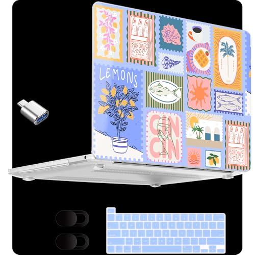 MEEgoodo for M2 MacBook Pro 13 inch Case 2022 2021 2020,Crystal Cover Fit Model A2338 M2/M1 A2251 A2289,Clear Case for 13.3-inch Laptop,Hard Shell for MacBook Pro M2, Summer Stamps - color: Summer Stamps