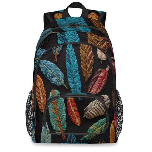 Animal Feathers Large Backpack for Women and Men Waterproof Travel Laptop Backpack Lightweight Business Work Daypack Fits 17 Inch Computer - color: Multicolor 9