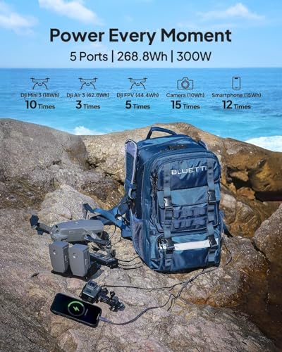 BLUETTI Handsfree 1 Portable Power Station 268Wh 300W LiFePO4 Battery | Solar Generator with a 42L Drone Backpack, All in One Solar Power for Hiking, Photography, Travel(Solar Panel Optional) - style: BLUETTI Handsfree 1