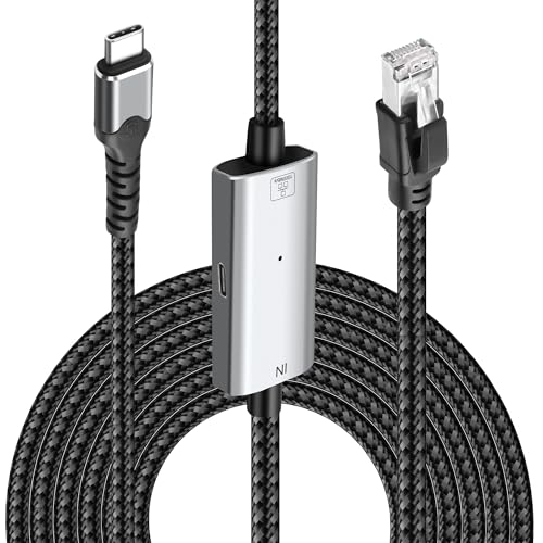 MEIRIYFA USB Type C to Ethernet Adapter Cable Type-C to RJ45 Cord with USB-C Female 100W PD Fast Charging,Gigabit 1000Mbps LAN Network Internet and Charging 2 in 1 for Laptop, PC,Phone -6.56FT