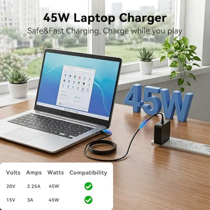Replacement for Asus Chromebook Charger USB C 45W,Type C Power Adapter | Compatible with HP Lenovo Acer Dell Chromebook Laptop,Steam Deck,Switch 1/2 and More Laptops