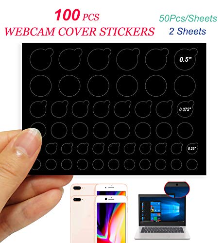 TINGYI Webcam/Camera Covers Privacy Stickers for Lens Privacy Protection- 3 Sizes 2 Styles - 100 Black Ultra Glossy Privacy Stickers -Removable and Reusable Laptop's Webcam Sticker
