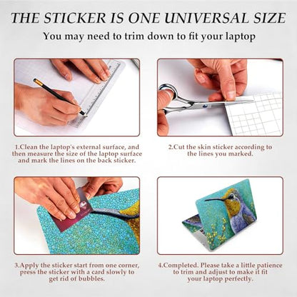 DEGDFSGR 12.1-15.6 Inch Universal Reusable Laptop Skin Sticker Decal, Waterproof Removable Protector for Notebook Cover, Scratch-Resistant Vinyl Cuttable Full Wrap Sticker,Green Stone Blue Hummingbird - color: Green Stone Blue Hummingbird