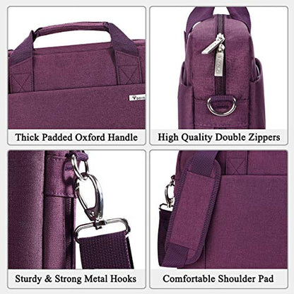 Voova 15.6-15 Inch Laptop Bag, Computer Bag, MacBook Bag, Dark Purple | Expandable splash-proof laptop messenger bag with removable strap; fits notebooks, MacBook, HP, Dell, Lenovo and Asus - color: Purple, size: 14-15.6 Inch