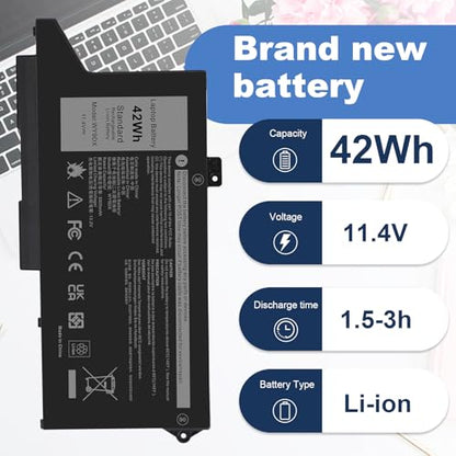 Futurebatt WY9DX Laptop Battery Replacement for Dell Latitude 5420 5520 Precision 15 3560 Dell P137G P137G001 P104F P104F001 Series RJ40G 01K2CF 075X16 0WK3F1 0M3KCN 005R42 11.4V 3500mAh 3-Cells - size: WY9DX