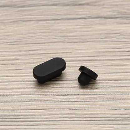 Create idea 10PCS Type-C Port Dust Plugs & 10PCS 3.5mm Headphone Plugs Silicone Protective Cover Waterproof Dustproof Stopper Cap for Laptop PC Black