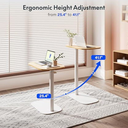 FLEXISPOT Adjustable C Table, Mobile Snack Side End Table Sofa Couch Bedside Table Laptop Cart TV Tray Night Stand Small Space Side Table(23.6" W x 13.8" D,Maple) - color: Maple, size: 24x14