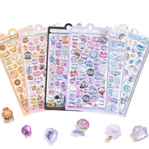 3D Puffy Stickers 6 Sheets 300+ Kawaii Stickers for Phone Case & Handbooks ﻿ ﻿ - style: 6PCS Stickers
