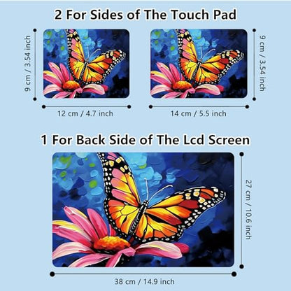 Universal Laptop Skin Sticker with 2 Wrist Pad Skins, Waterproof Scratch Resistant Vinyl Laptop Cover Decal, Cut to Fit for 11–15.6 Inch MacBook HP Dell Lenovo, Butterfly Flower - color: Butterfly Flower