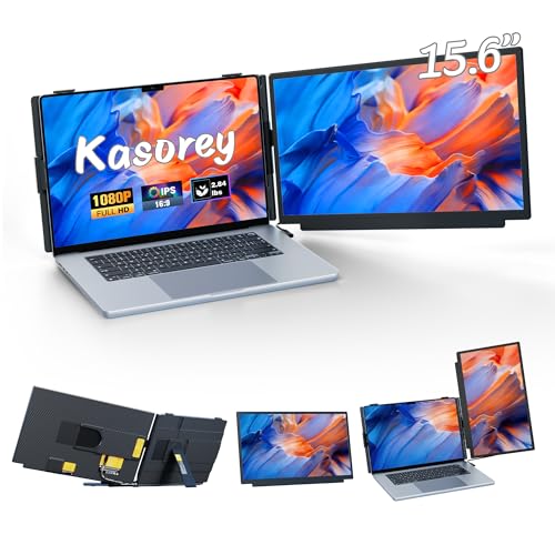kasorey Laptop Screen Extender, 15.6" FHD 1080P Detachable Laptop Monitor Extender for 13-17.3" Laptop, Plug-Play Portable Laptop Extended Monitor, Slim 0.27'' Travel Monitor for Wins/Mac/Android/PS5 - size: 15.6" Dual Screen
