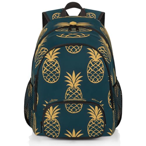 Pineapple Laptop Backpack for Women Men, 18.3 Inch Travel Work Backpacks, Golden Waterproof Computer Casual Daypack Nurse Teacher Bags - color: Multicolor 5
