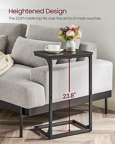 VASAGLE C-Shaped End Table, Side Table for Sofa, Couch Table with Metal Frame, Small TV Tray Table for Living Room, Bedroom, Ebonized Oak Finish and Black ULET353B42 - color: Ebonized Oak Finish + Black