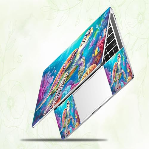 Laptop Skin Sticker Decal, Universal Reusable Vinyl Laptop Cover for 12" 13" 13.3" 14" 15" 15.4" 15.6" Notebook PC, Reusable Waterproof Scratch-Resistant with 2 Wrist Pads,Cute Sea Turtle - color: Cute Sea Turtle