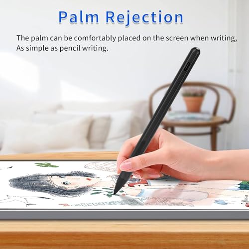 Rechargeable Stylus Pen for 16 13 Touchscreen Laptops, 4096 Pressure Levels Tilt Active Pen MPP 2.0 with Palm Rejection Eraser Shortcut Buttons (Black) - color: Black