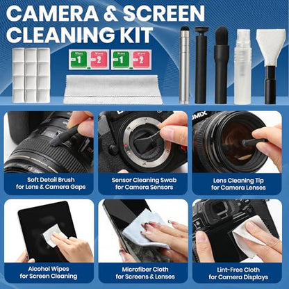 Upgrade Phone Cleaning Kit (57PCS), iPhone Cleaning Kit, Cleaning Kit for AirPods, Keyboard Cleaning Kit, Charging Port Cleaner for Apple Lightning/Android USB-C (Black, with 10 Mini Brush) - color: Black (57PCS)