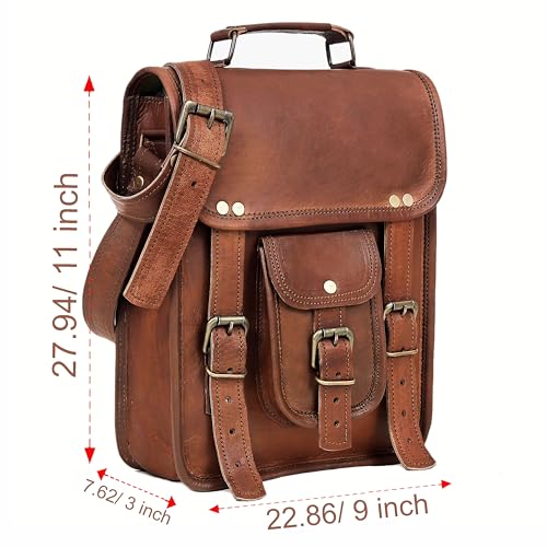 Vintage Genuine Leather iPad/Tablet/tab/Kindle Satchel Cross Body Shoulder Messenger Bag - size: 17" width x 12" height x 4" depth